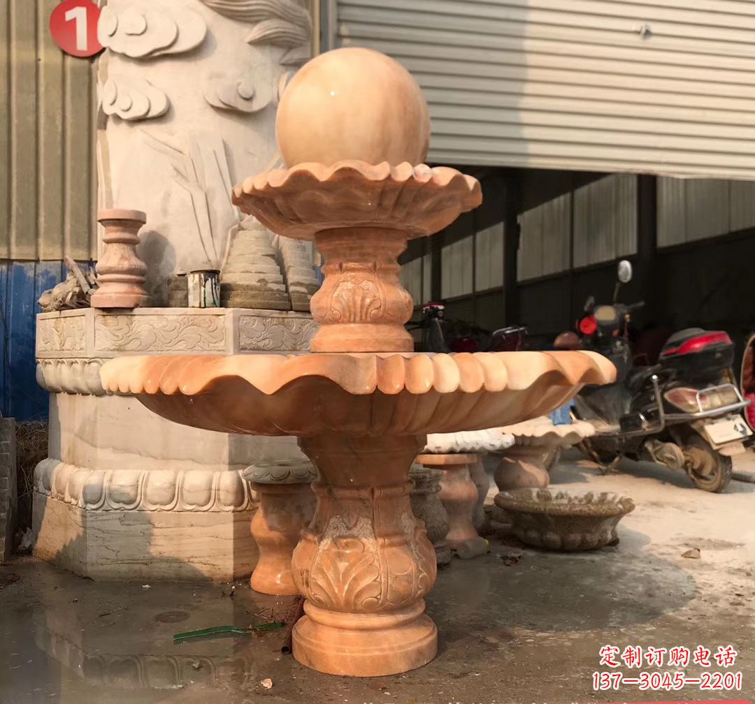 广西象征祥和的石雕风水球雕塑