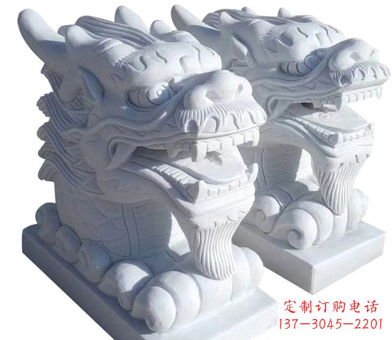 广西精致石雕龙头雕塑，打造建筑雕塑景观