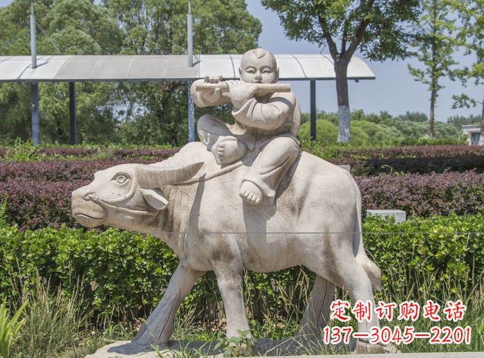 广西石雕牧童牛雕塑,让传统气息永存