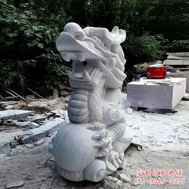 广西精美石雕龙首喷水雕塑