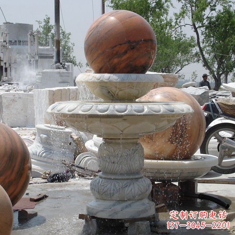 广西艺术精美的青石风水球雕塑