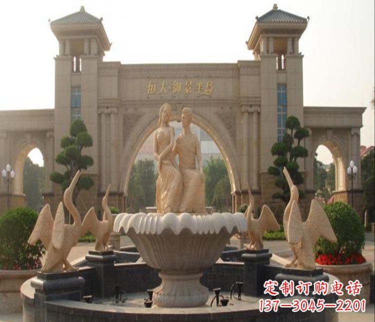 广西石雕西方人物喷泉雕塑