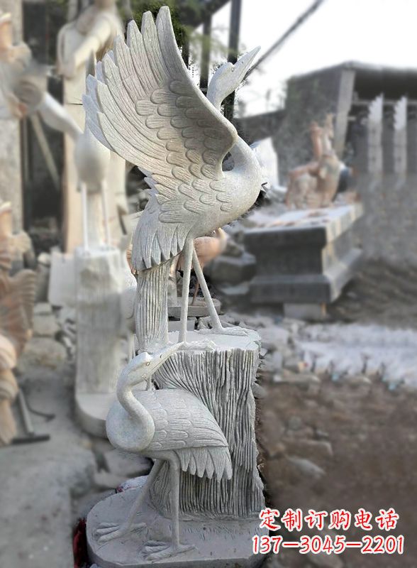 广西石雕仙鹤景观摆件