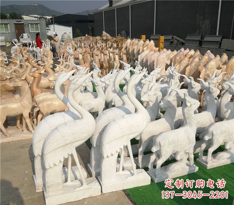 广西石雕仙鹤雕塑