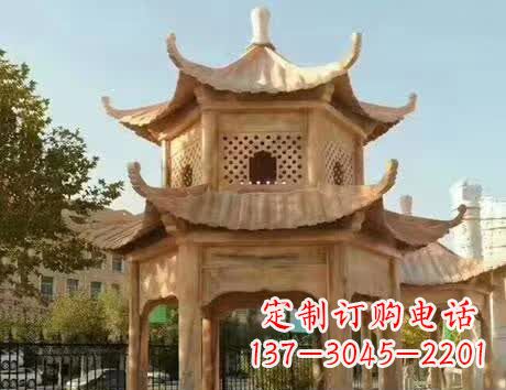 广西石雕小区景观双层凉亭