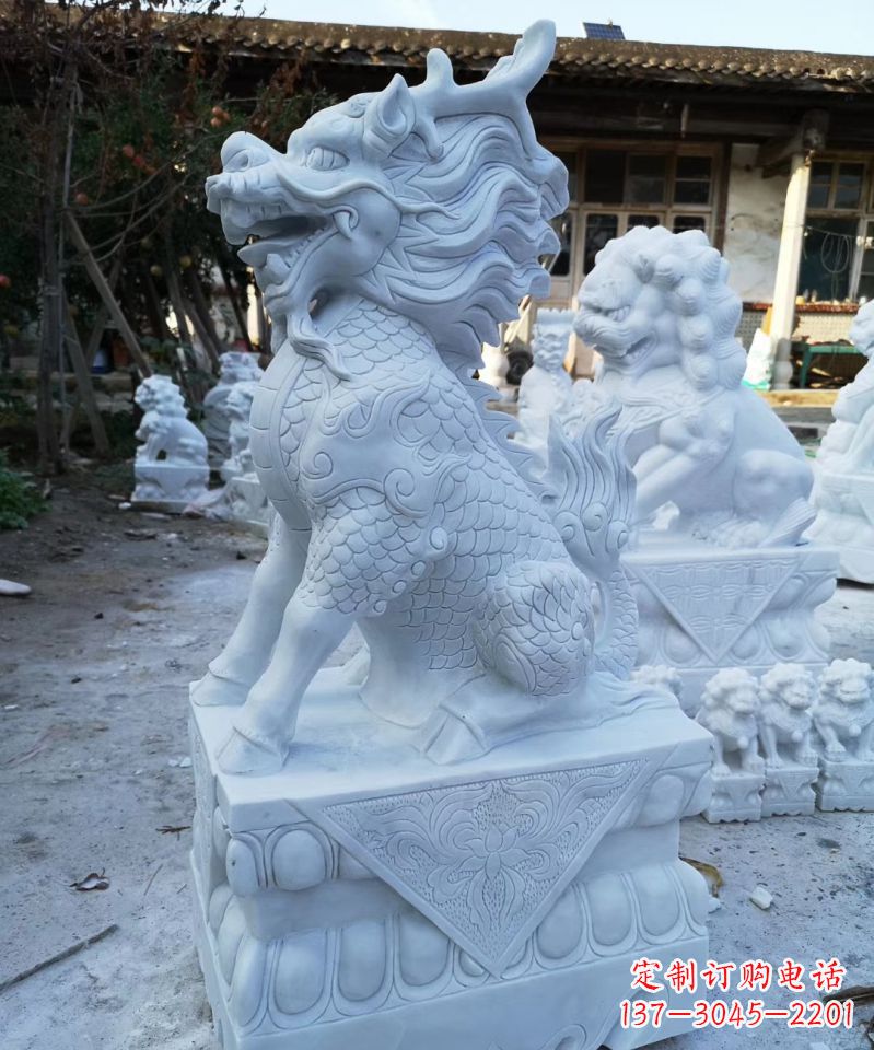 广西石雕镇宅麒麟动物雕塑