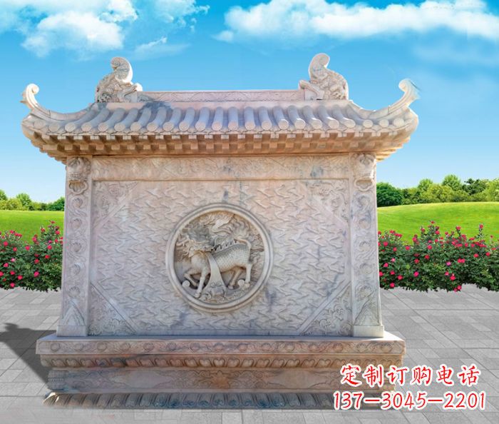 广西石浮雕麒麟庭院影壁