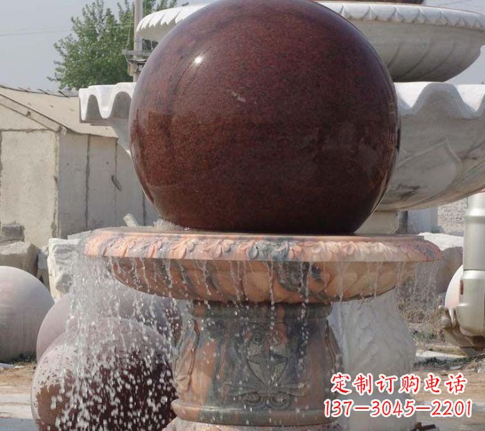 广西石来运转小型风水球喷泉石雕