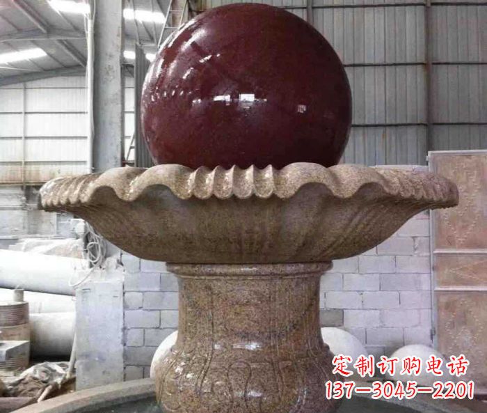 广西石来运转小型风水球喷泉石雕 (2)