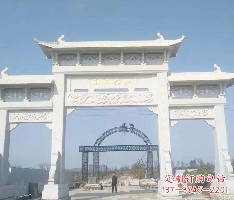 广西石牌坊三门牌坊石雕 (4)
