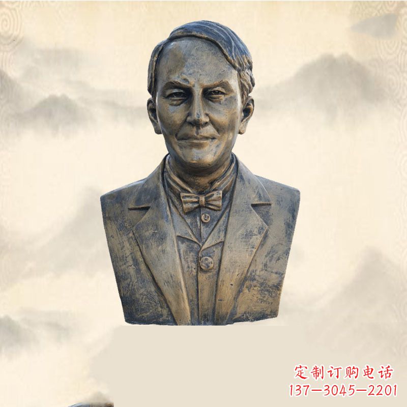 广西世界名人爱迪生纯铜头像雕塑-学校校园名人系列雕塑
