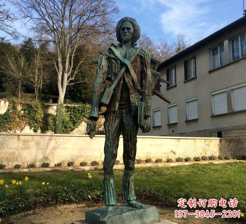 广西世界名人荷兰印象画派画家梵高青铜雕像