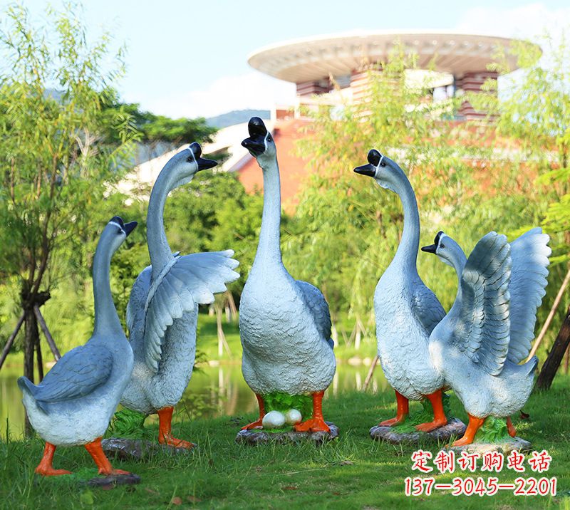 广西树脂工艺品玻璃钢雕塑商场美陈户外园林景观装饰品仿真动物鹅摆件