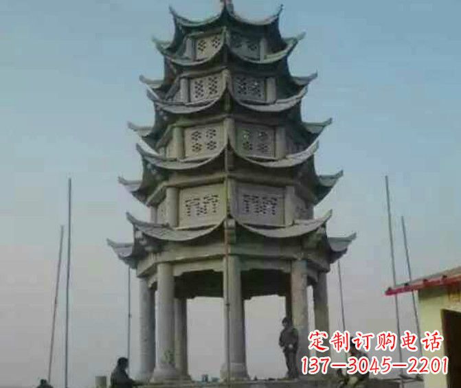 广西双层大理石凉亭石雕 (2)