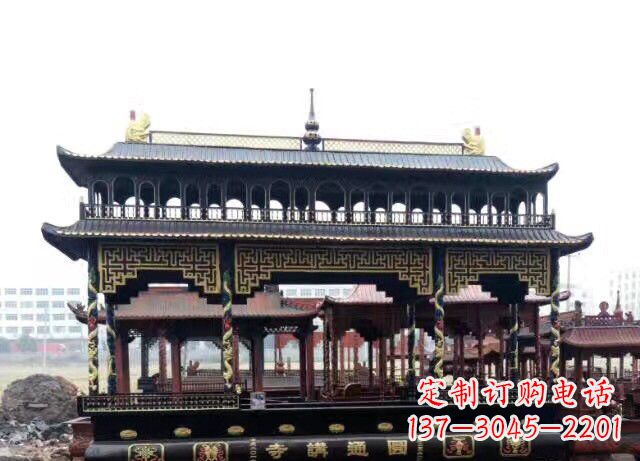 广西双层方形铜香炉