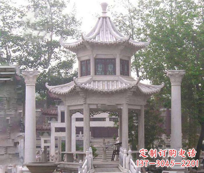 广西双层仿古凉亭石雕 (3)