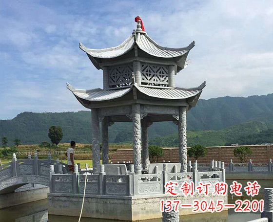 广西双层仿古凉亭石雕_1