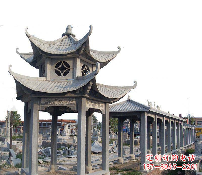 广西双层仿古凉亭石雕