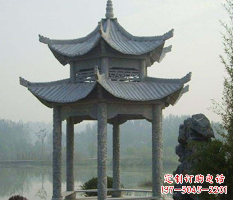 广西双层仿古凉亭石雕_2