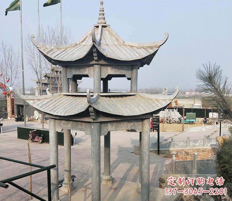 广西双层户外凉亭石雕