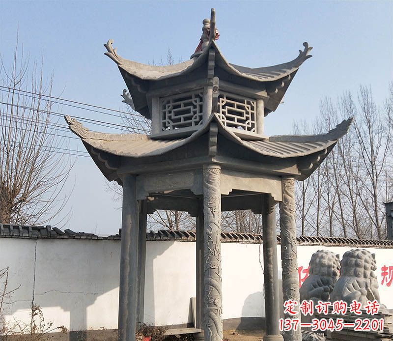 广西双层户外凉亭石雕 (2)