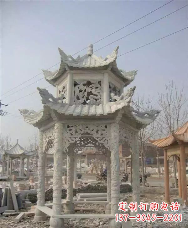广西双层凉亭石雕