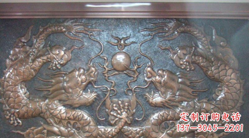 广西双龙戏珠锻铜浮雕
