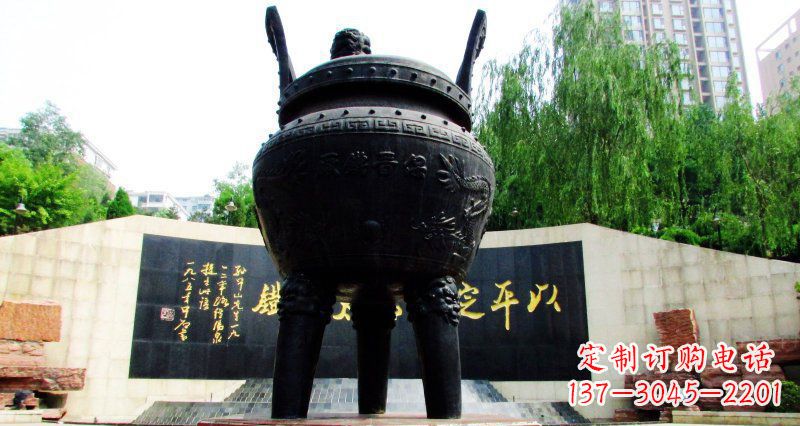 广西双龙戏珠广场香炉铜雕景观雕塑