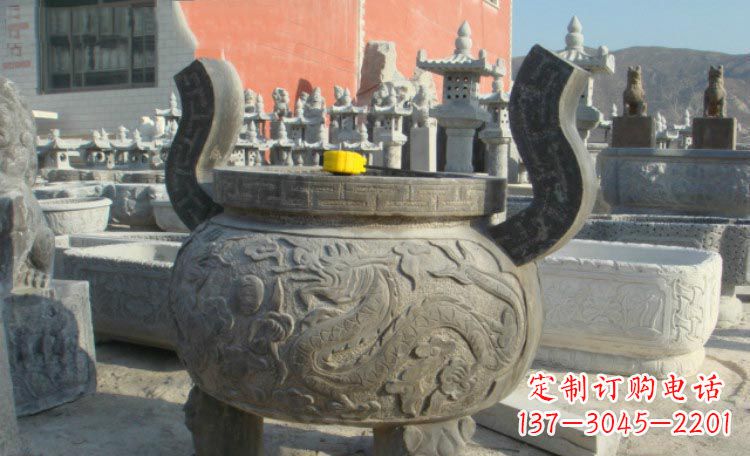 广西双龙戏珠浮雕香炉铜雕