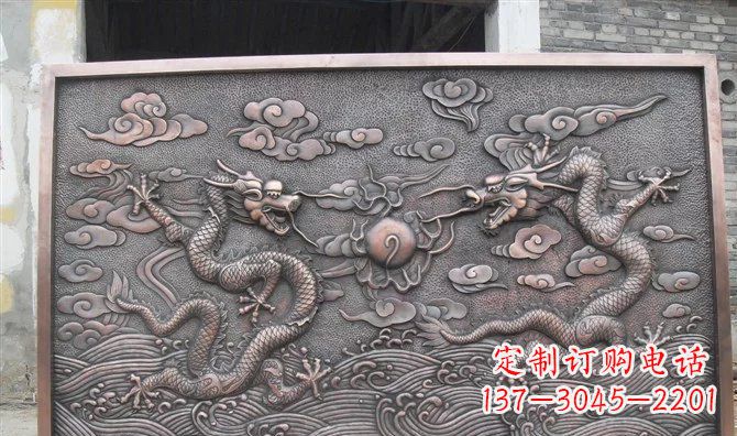 广西双龙戏珠铸铜壁画铜浮雕