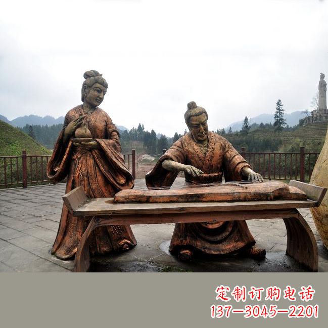 广西司马相如与卓文君铜雕塑像-城市广场历史名人情景雕塑
