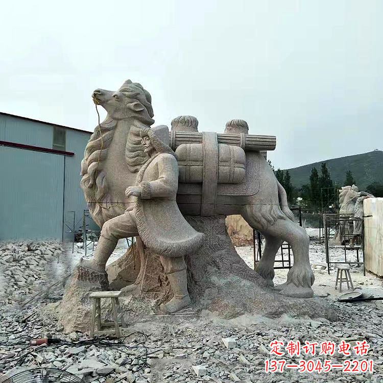 广西丝绸之路骆驼情景石雕