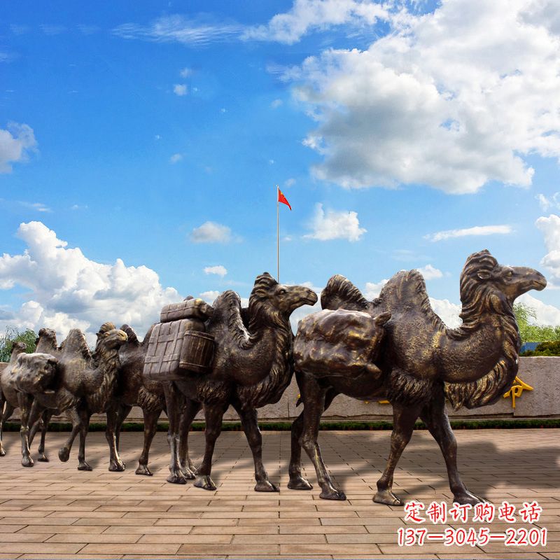 广西丝绸之路骆驼队仿铜景观雕塑