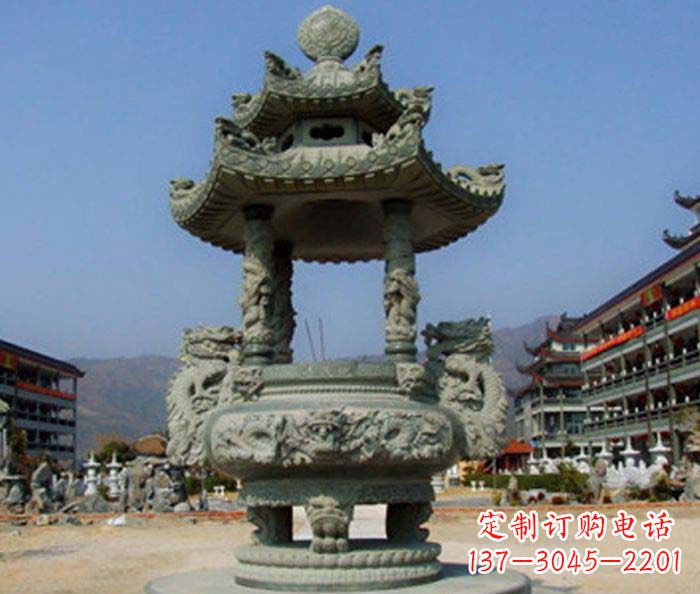 广西寺庙景观仿古石香炉