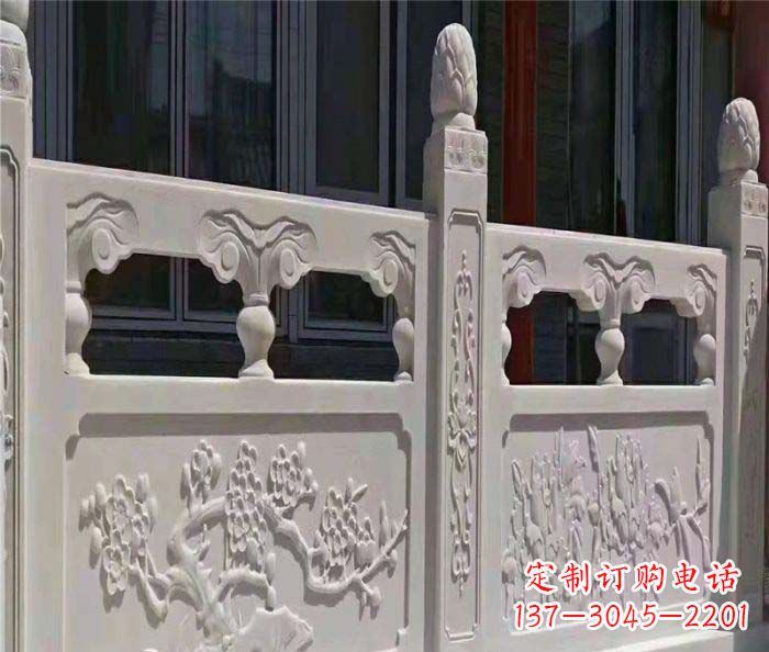 广西寺庙景观汉白玉石浮雕栏板 (2)