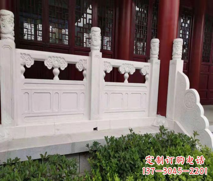 广西寺庙景观汉白玉石浮雕栏板 (3)