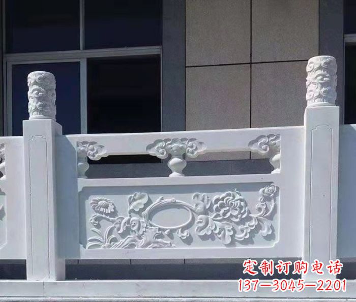 广西寺庙景观汉白玉石浮雕栏板 (4)
