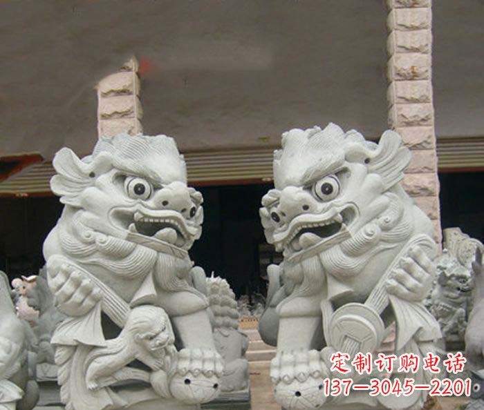 广西寺庙景观南方狮子石雕 (2)