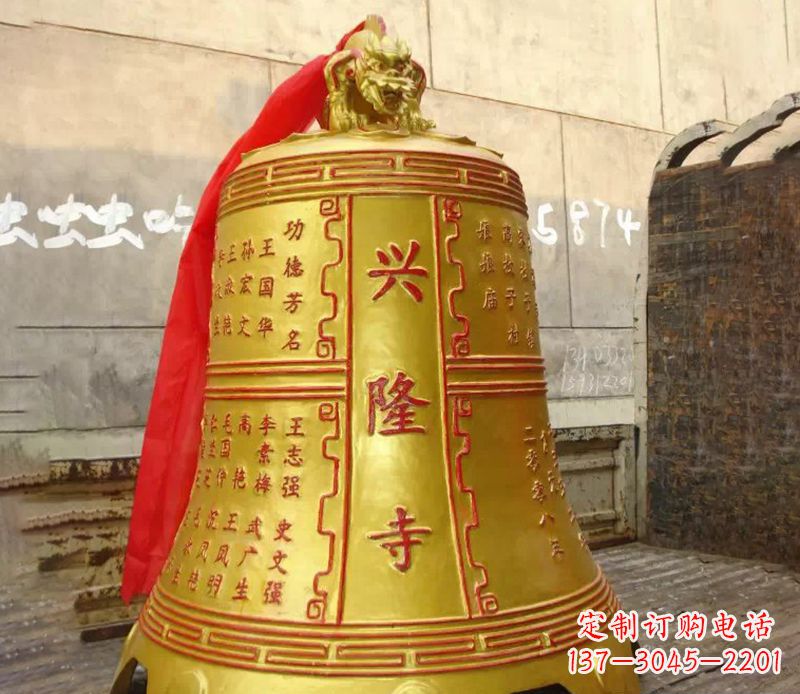广西寺庙景观铜钟雕塑