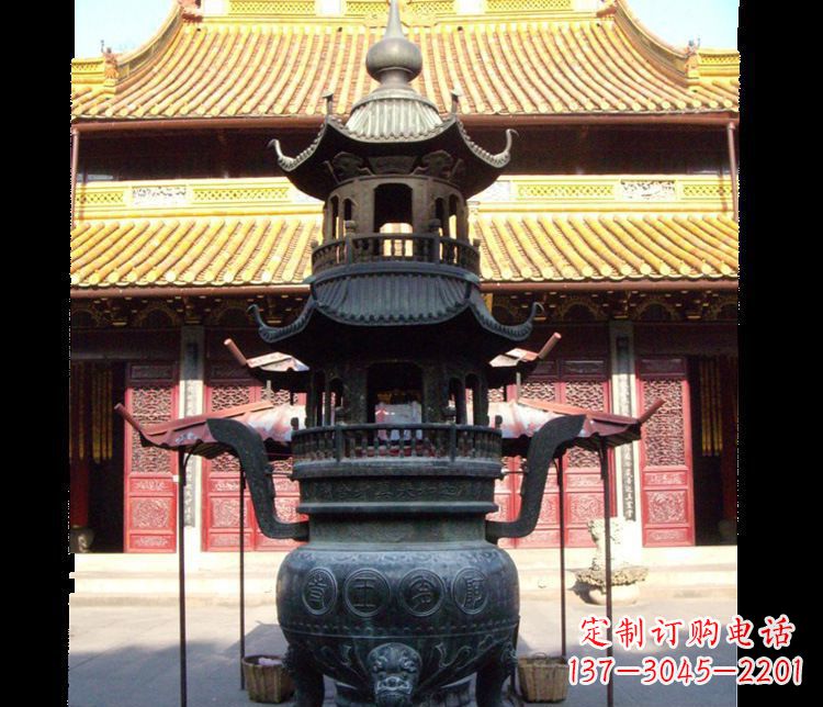 广西寺庙景观香炉铜雕