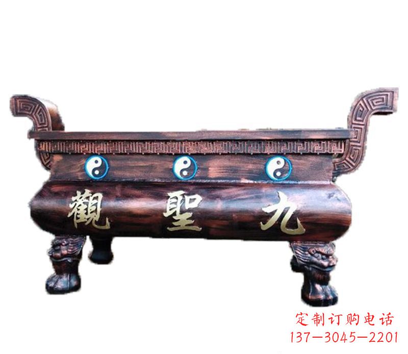 广西寺庙九龙香炉铜雕