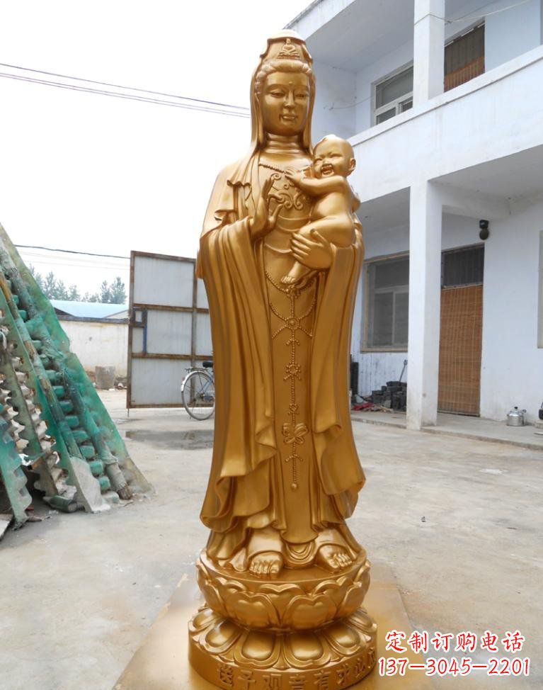 广西寺庙立式送子观音铜雕