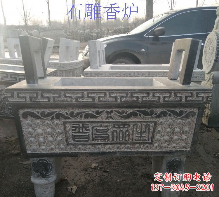 广西寺庙普度众生香炉石雕