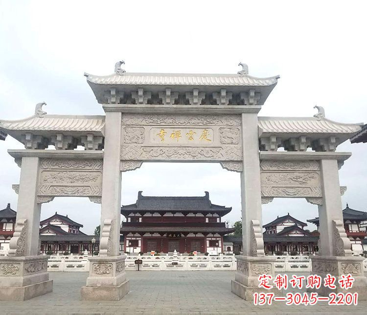 广西寺庙三门牌坊石雕