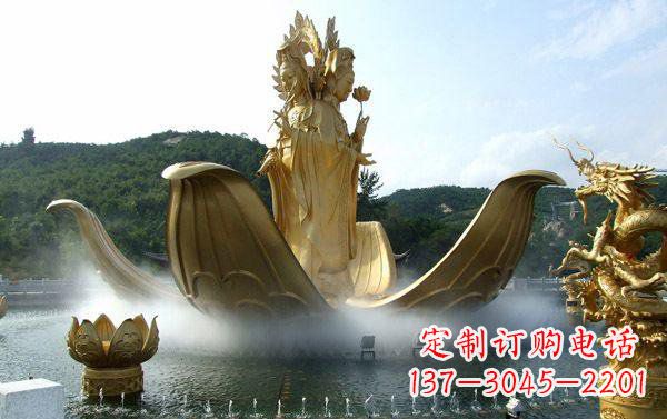 广西寺庙三面观音雕像