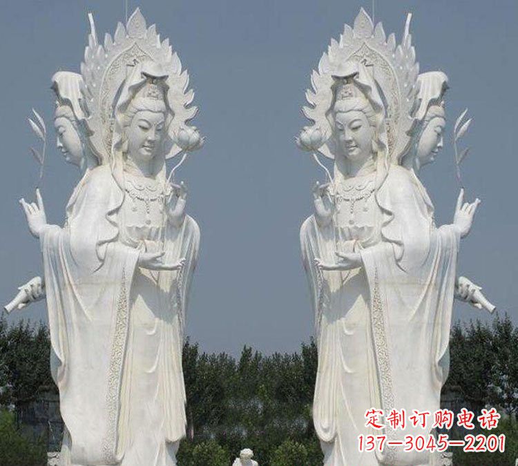 广西寺庙三面观音菩萨雕塑