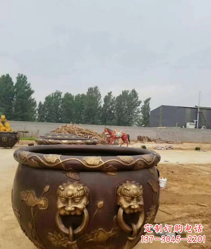 广西寺庙水缸铜雕 (4)