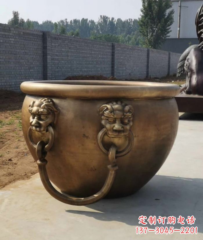 广西寺庙铜雕水缸