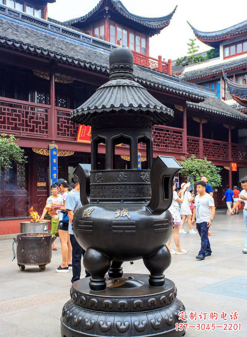 广西寺庙铜香炉铜雕 (2)