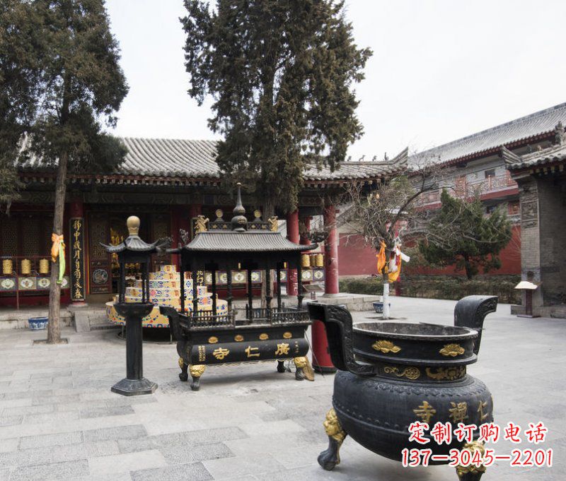 广西寺庙铜香炉铜雕